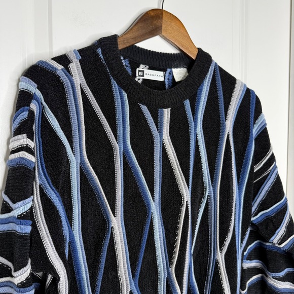 Vintage 90's Coogi Style Bachrach Mens Stripe Knit Sweater Pullover Size M